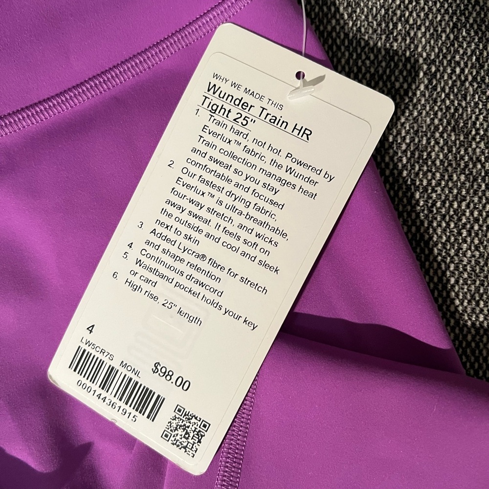 Lululemon Wunder Train Hi Rise Tight 25” Size 4